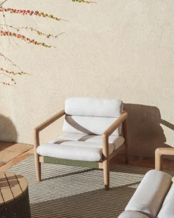 New Kave Home Menfi Outdoor Fauteuil Beige, Groen