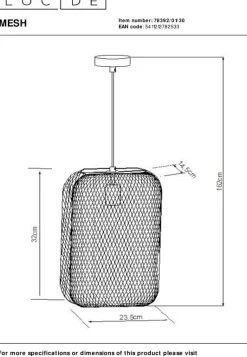 Best Lucide Mesh Hanglamp Zwart