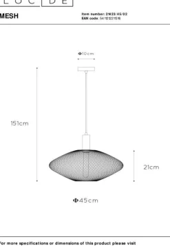 Clearance Lucide Mesh Ovaal Hanglamp Goud, Zwart