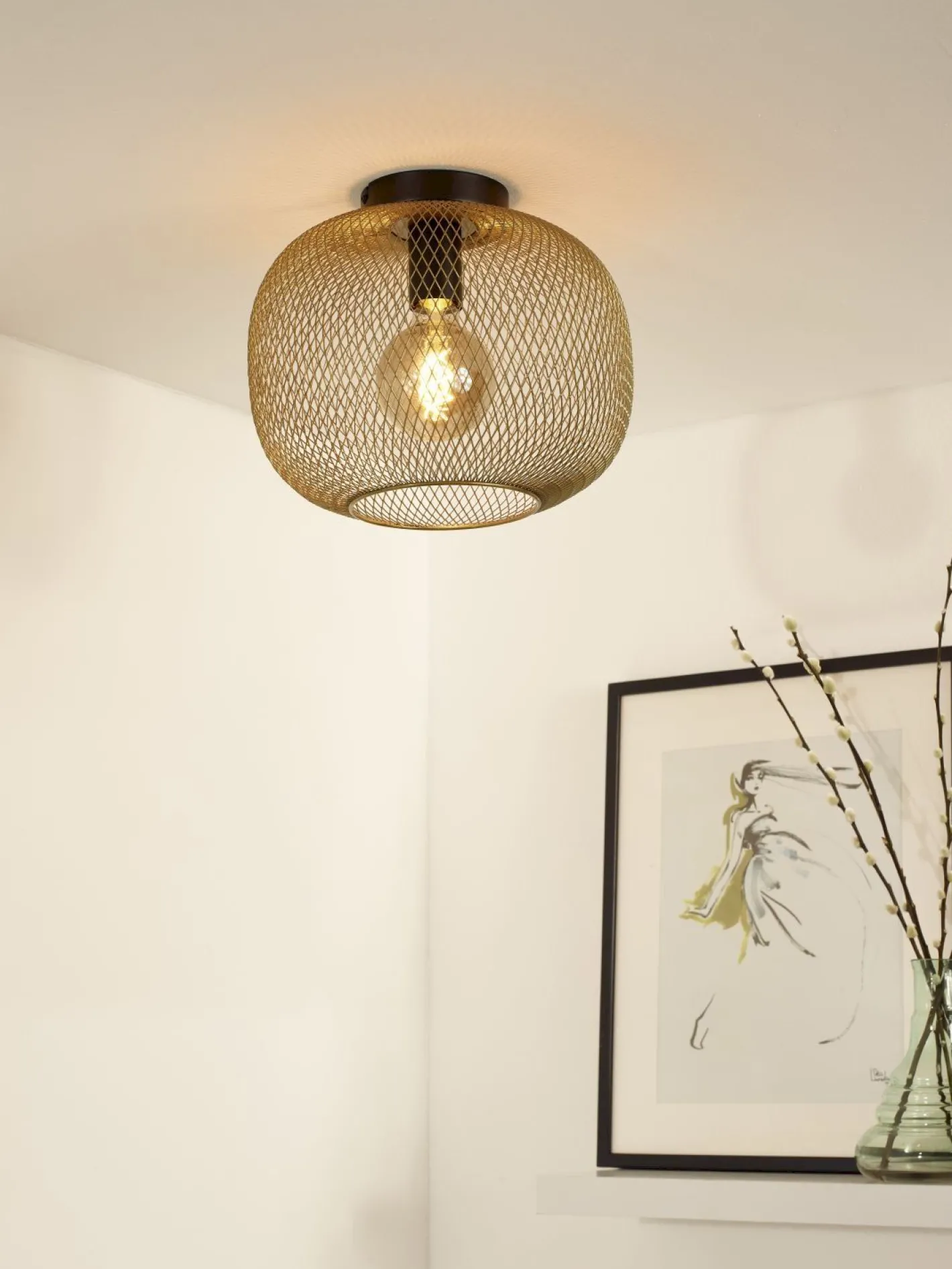 Clearance Lucide Mesh Plafondlamp Goud