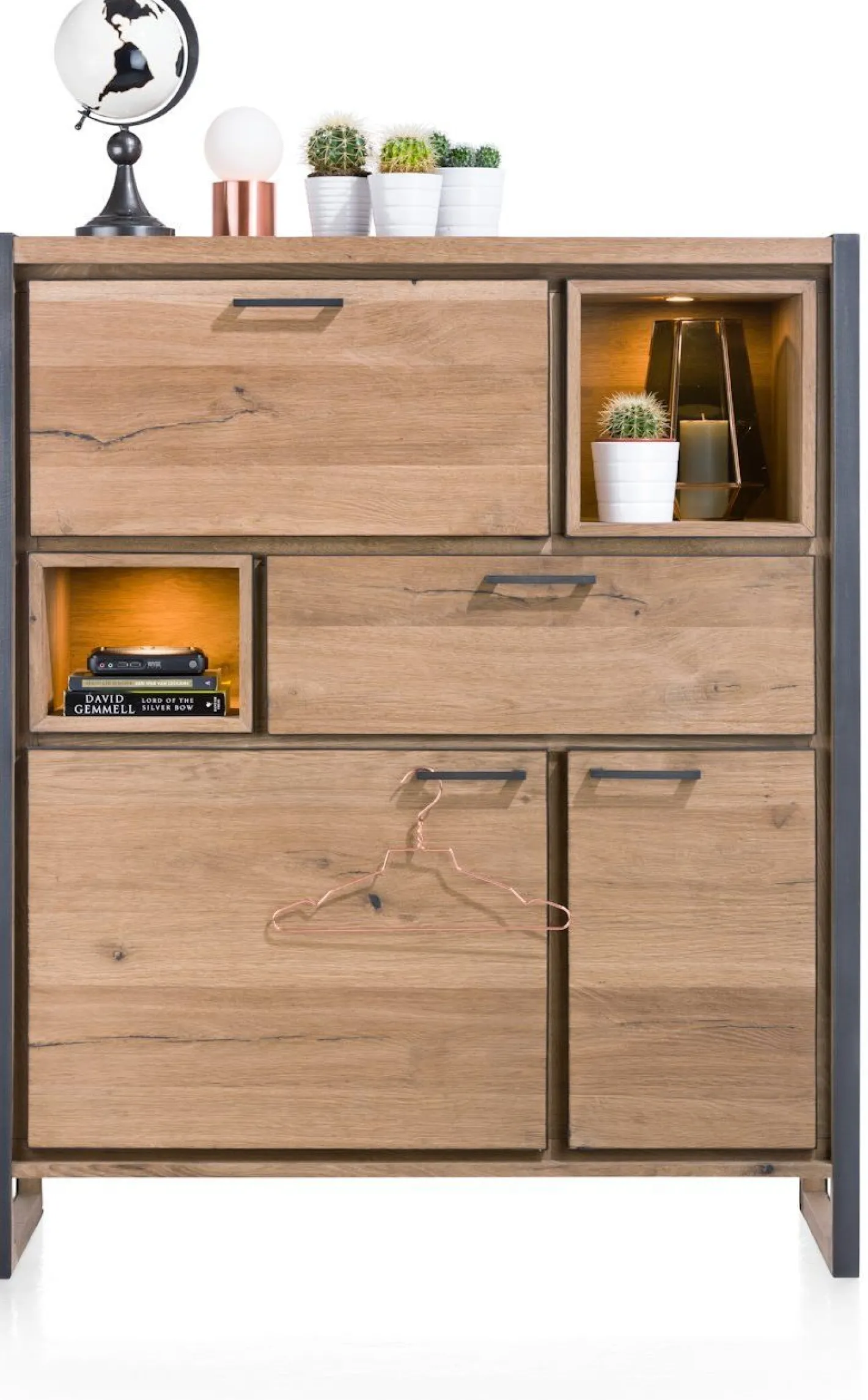 Outlet Henders en Hazel Metalo Highboard Railway Brown, Desert Black