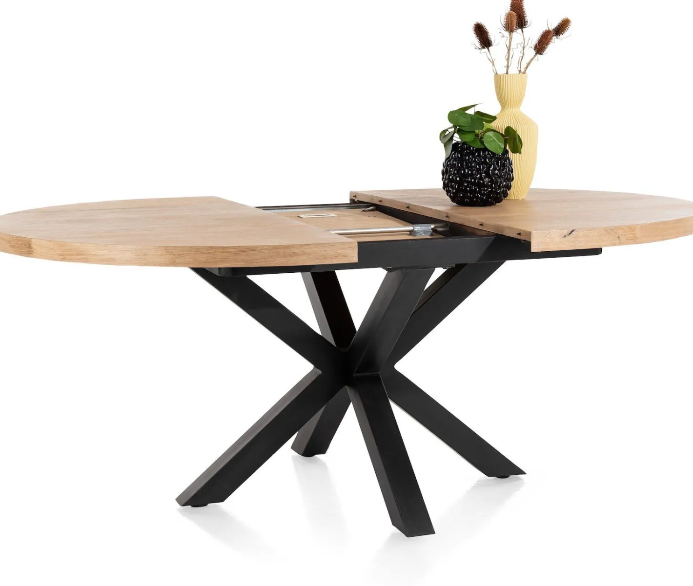 Hot Henders en Hazel Metalox Rond Uitschuiftafel Railway brown