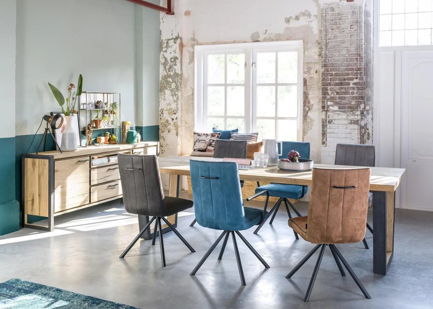 Discount Henders en Hazel Metalox V-Poot Hout Eettafel Railway-Brown