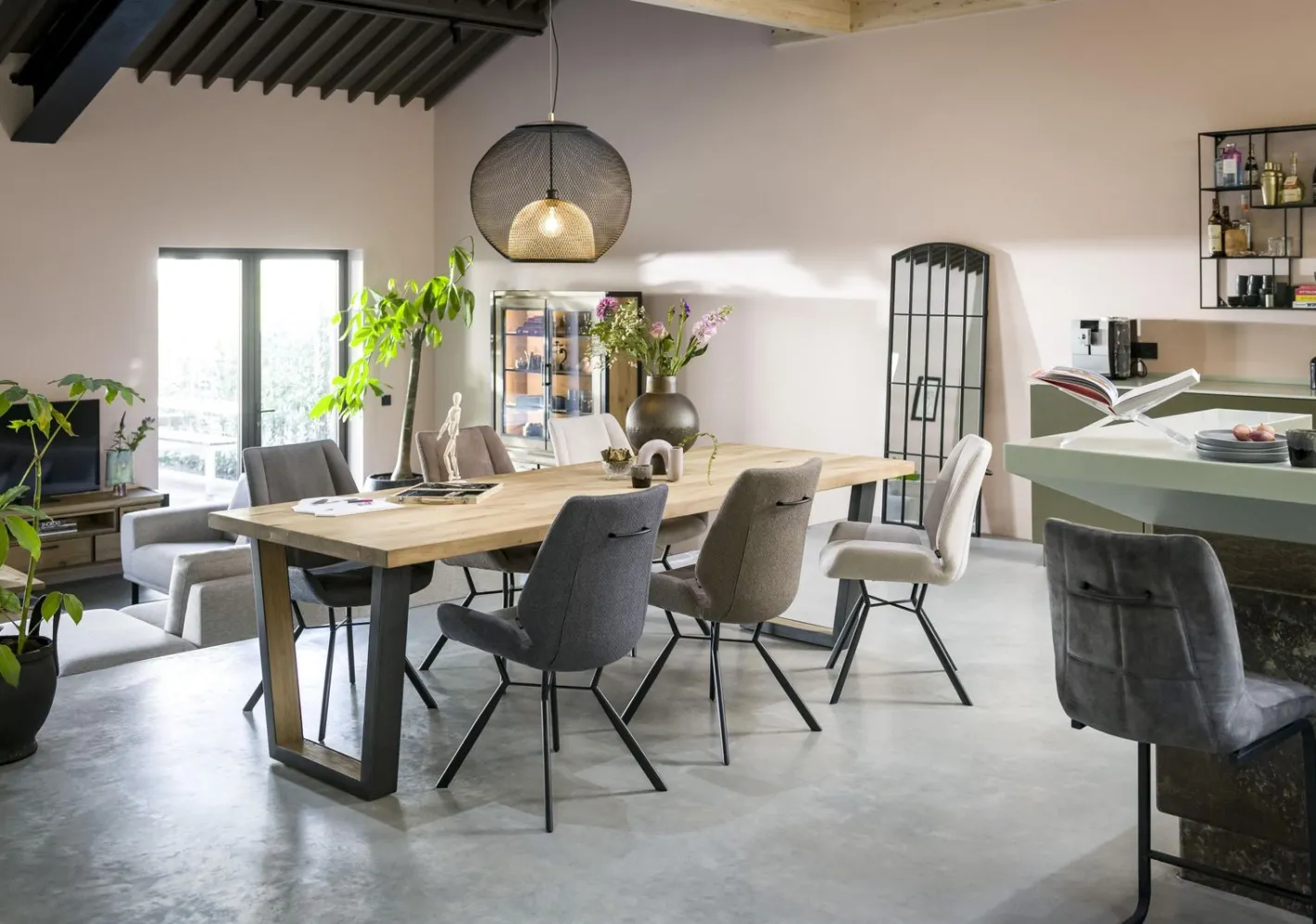Discount Henders en Hazel Metalox V-Poot Metaal Eettafel Naturel