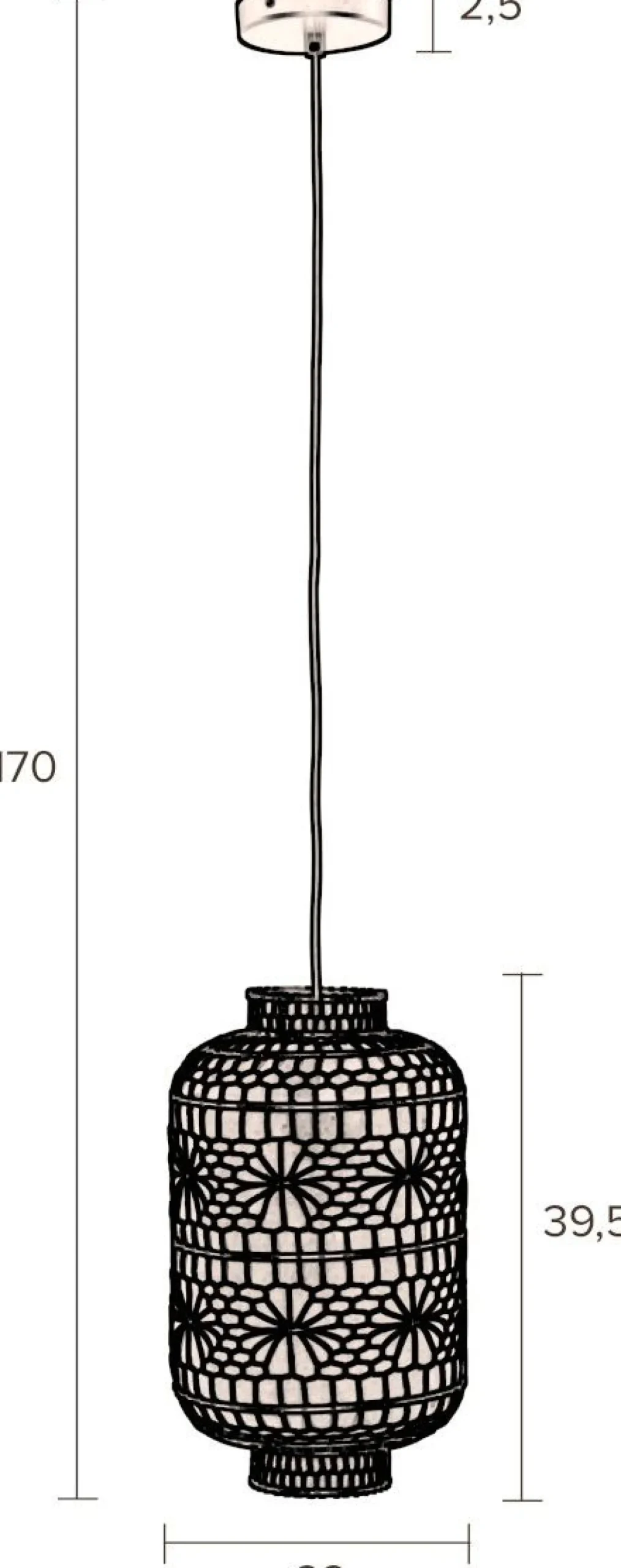 Discount Dutchbone Ming Hanglamp Black, White