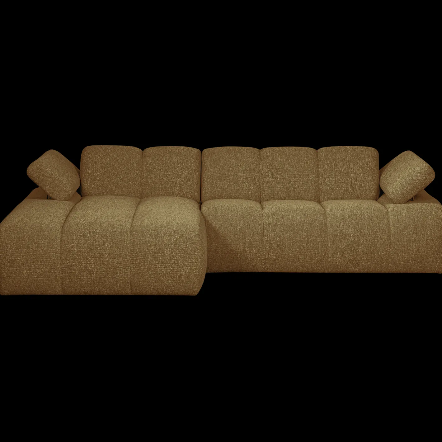 New WOOOD Mojo Bouclé Chaise Longue Bank Yellow, Brown Melange