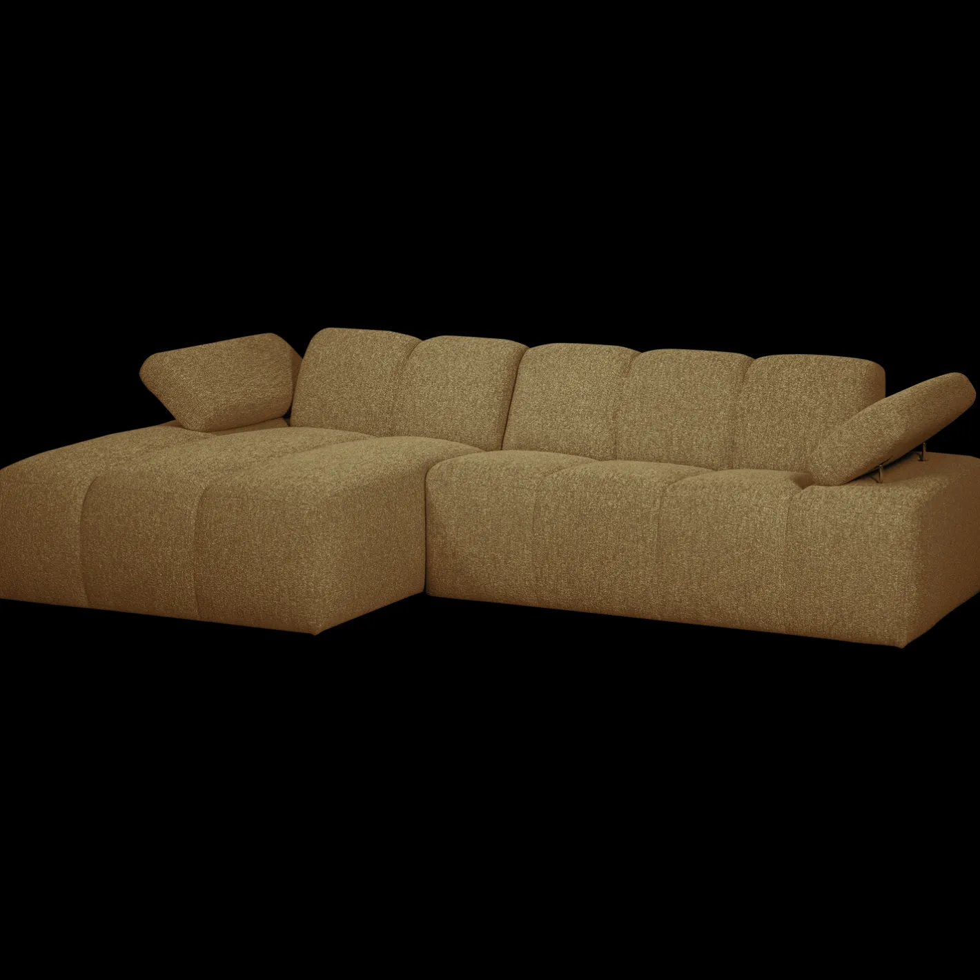 New WOOOD Mojo Bouclé Chaise Longue Bank Yellow, Brown Melange