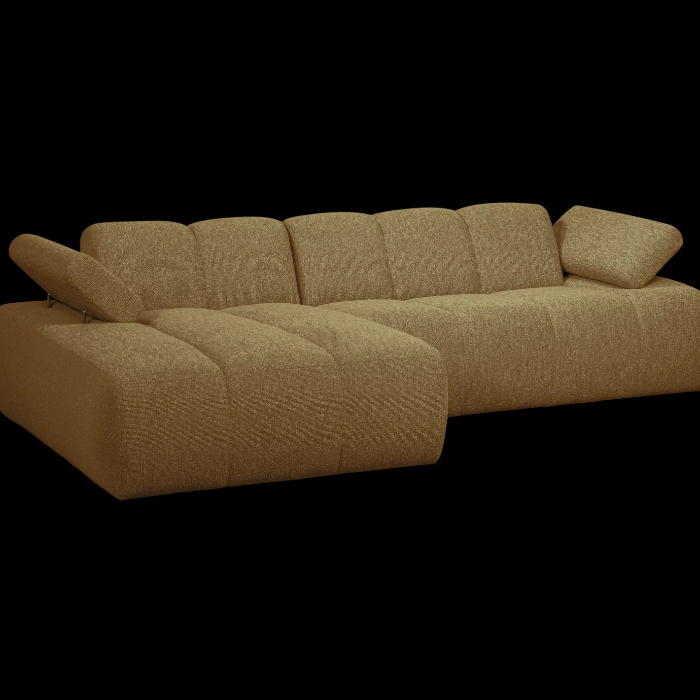 New WOOOD Mojo Bouclé Chaise Longue Bank Yellow, Brown Melange