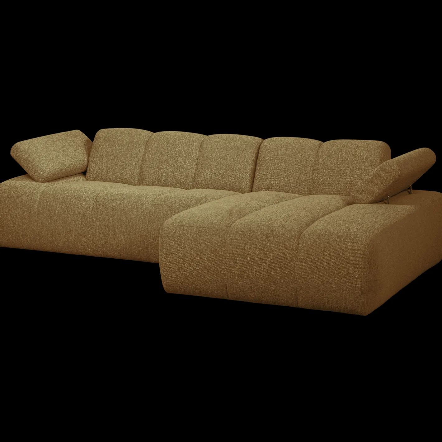 Clearance WOOOD Mojo Bouclé Chaise Longue Bank Yellow, Brown Melange