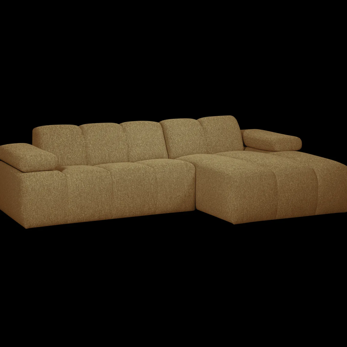 Clearance WOOOD Mojo Bouclé Chaise Longue Bank Yellow, Brown Melange