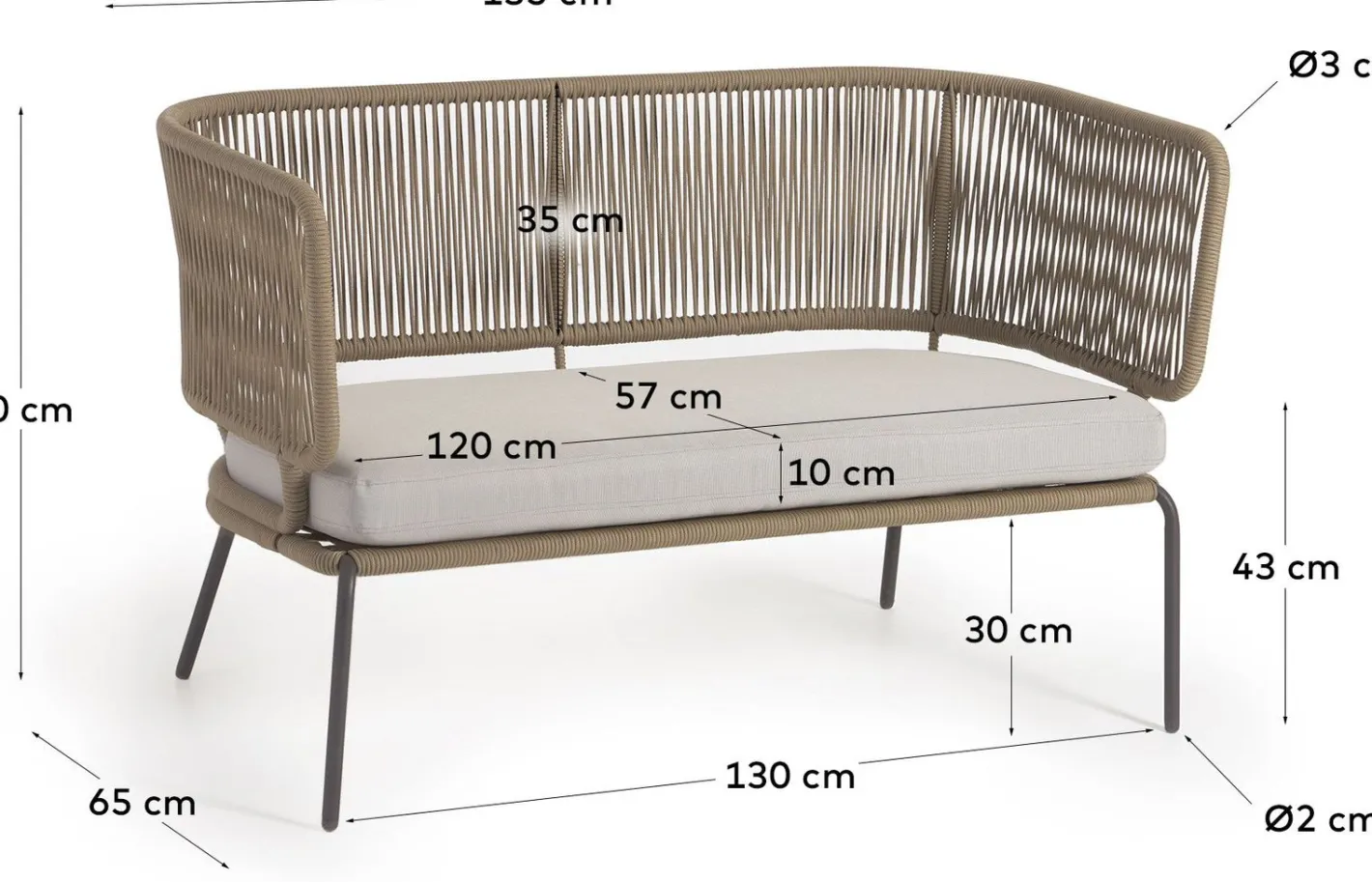 Hot Kave Home Nadin Tuinbank Beige, Naturel