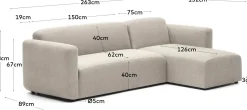 Outlet Kave Home Neom Hoekbank Beige
