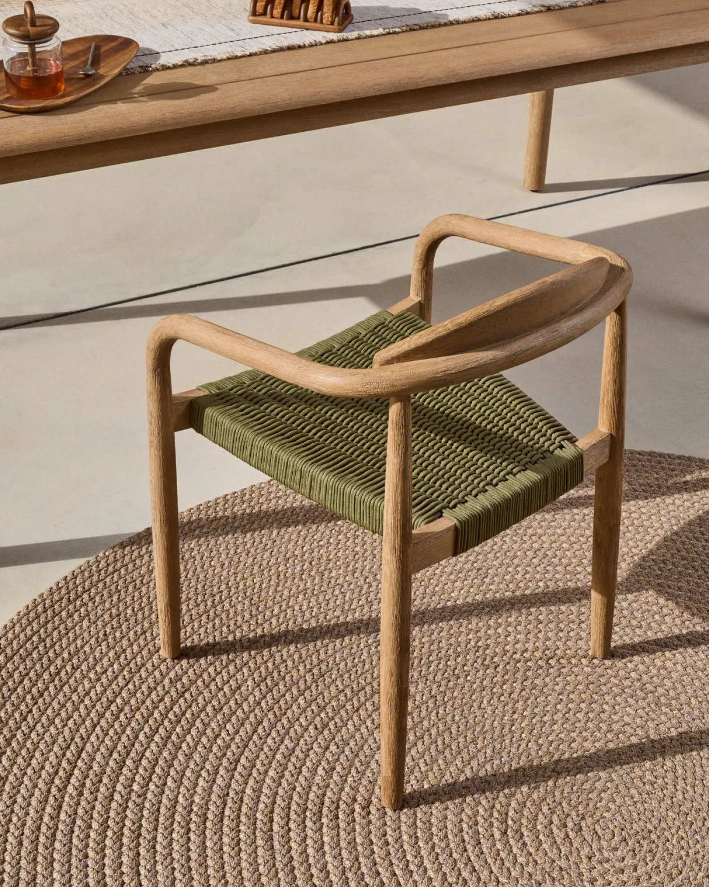 Kave Home Nina Tuinstoel Groen, Naturel