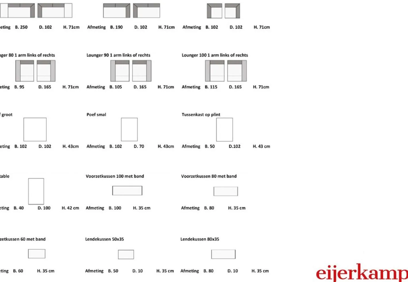 Clearance Eijerkamp Collectie Nisa Elementenbank Light Grey