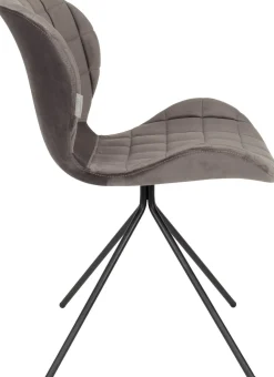 Online Zuiver OMG velvet (set van 2) Eetkamerstoel Grey