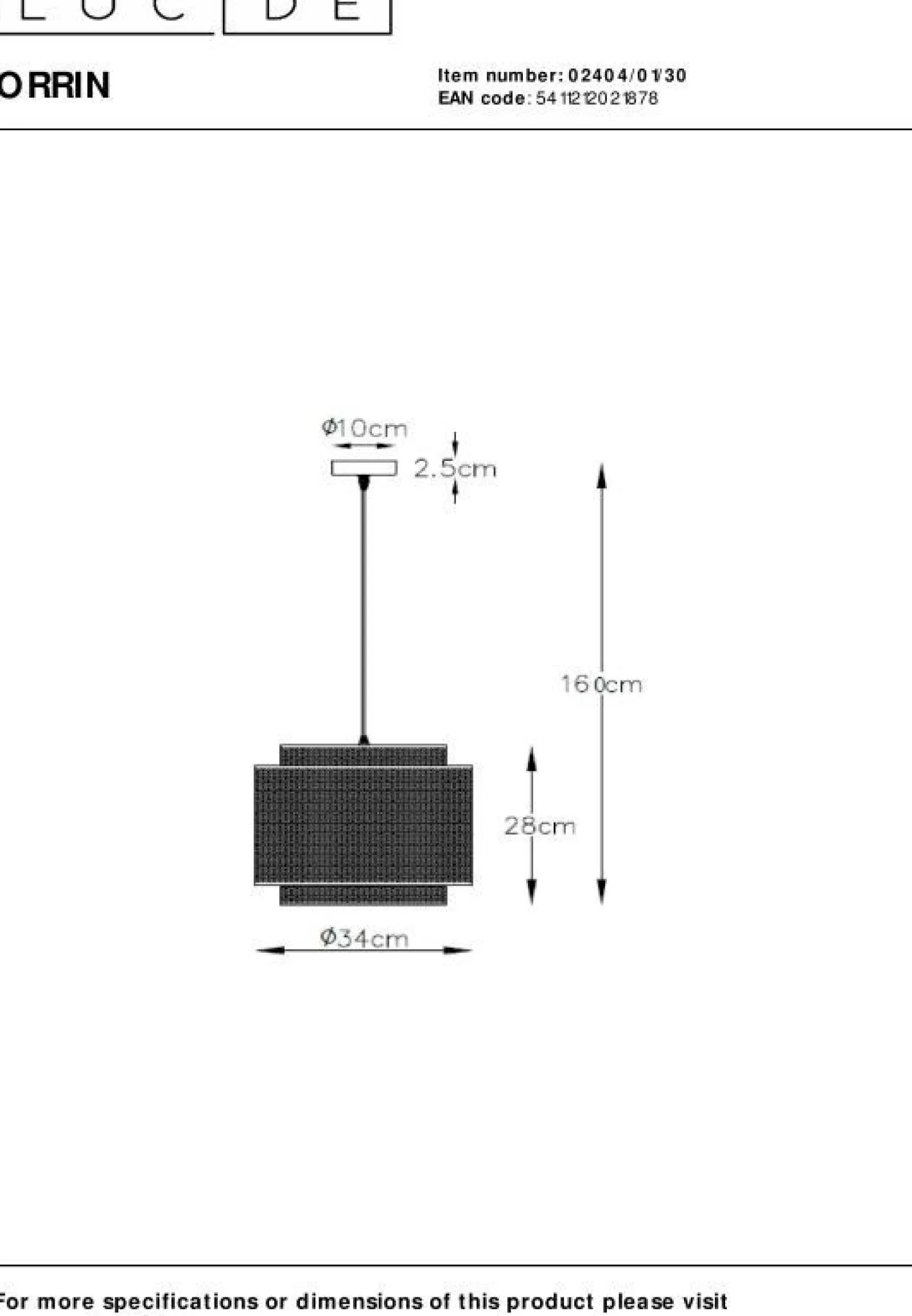 Best Lucide Orrin Hanglamp Zwart