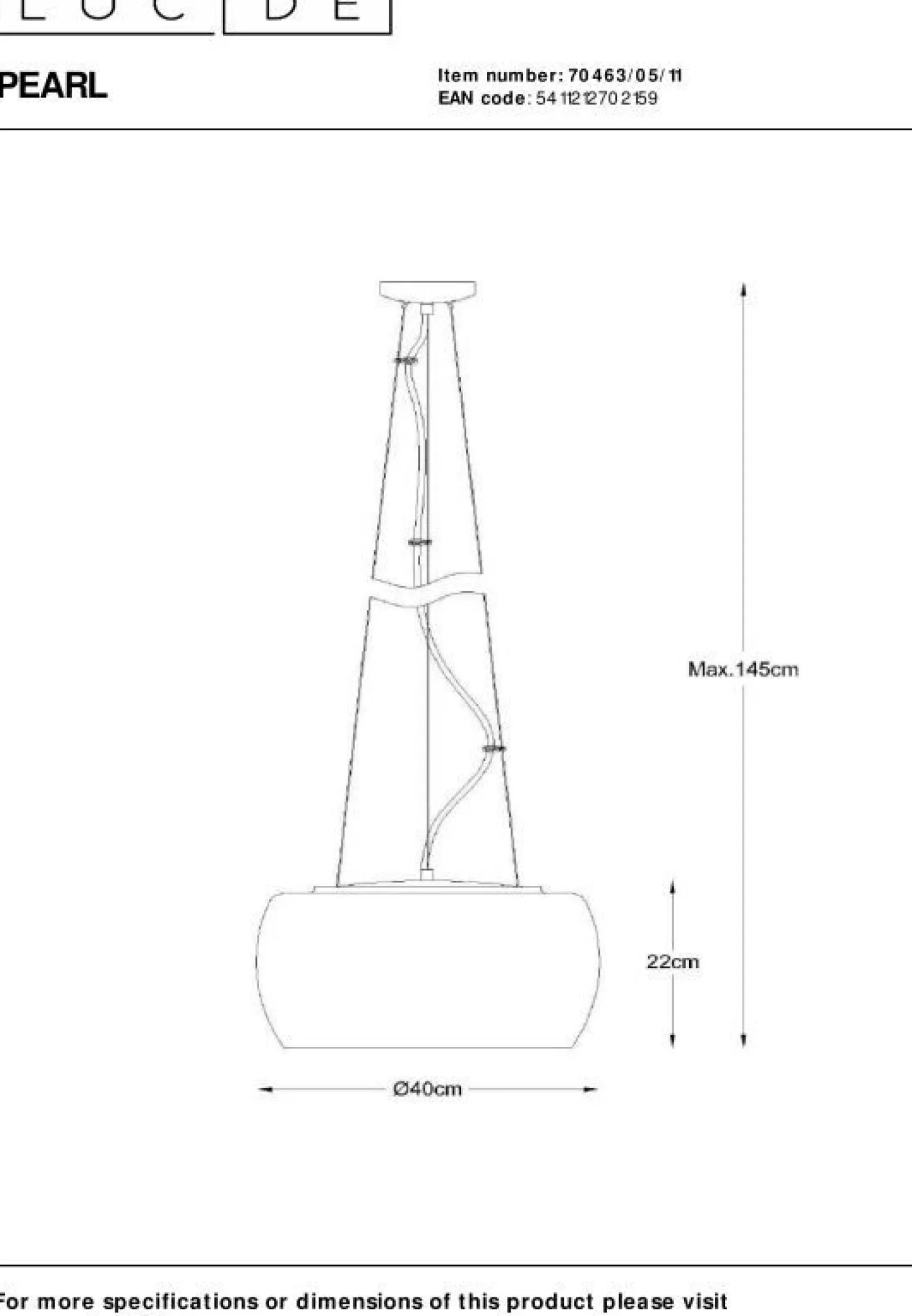 New Lucide Pearl Hanglamp Chroom
