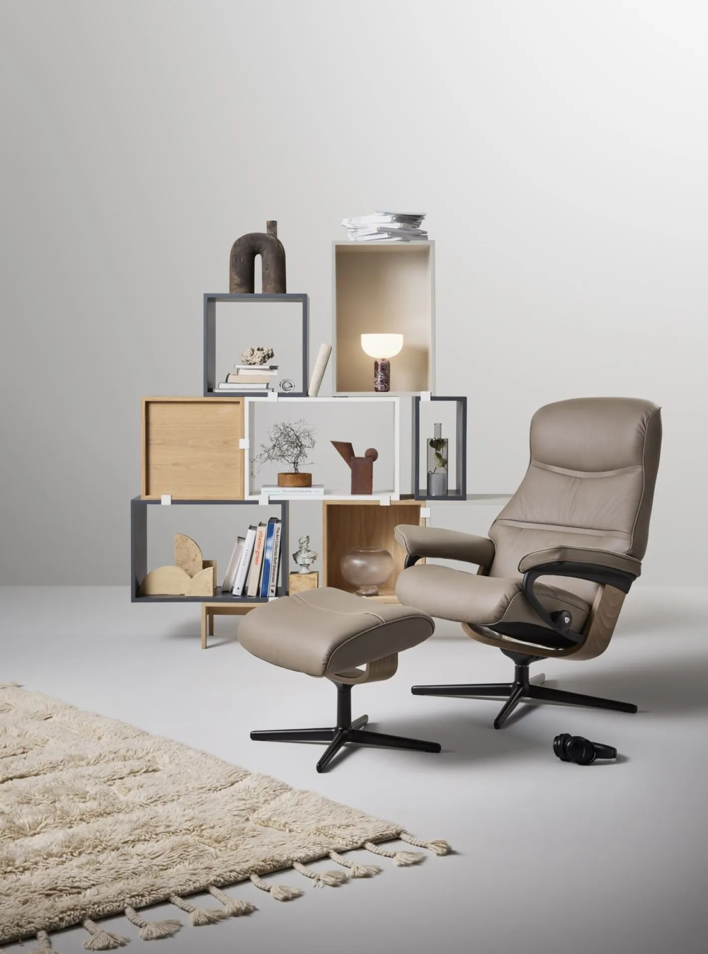 Best Stressless Philip M Relaxfauteuil + Hocker Greige