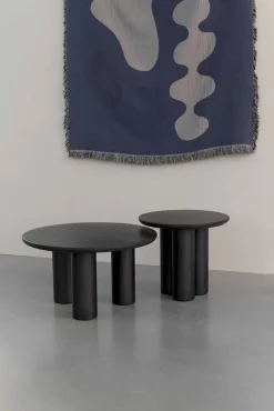 Online Studio HENK Pillar Rond Salontafel Gerookt Gebeitst