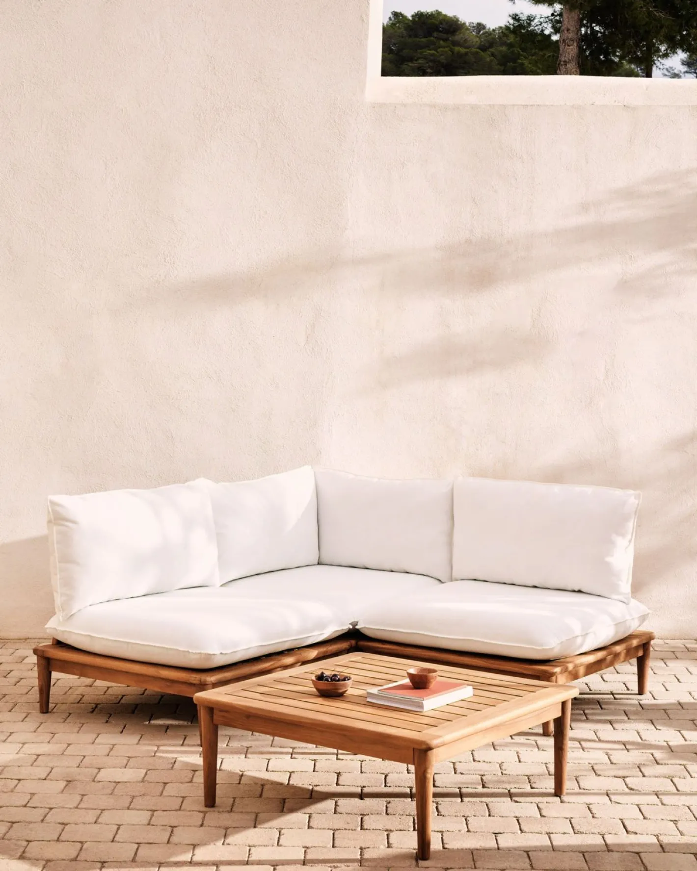 Outlet Kave Home Portitxol Loungeset Wit, Bruin