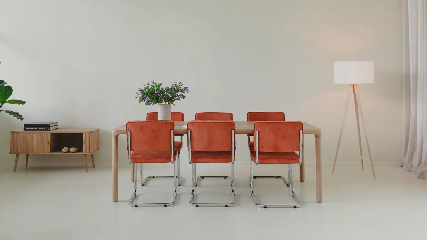Clearance Zuiver Ridge Rib (set van 2) Eetkamerstoel Orange