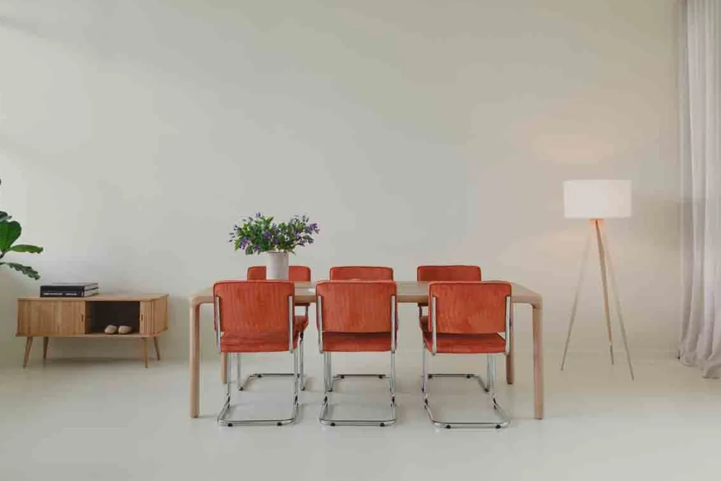 Clearance Zuiver Ridge Rib (set van 2) Eetkamerstoel Orange