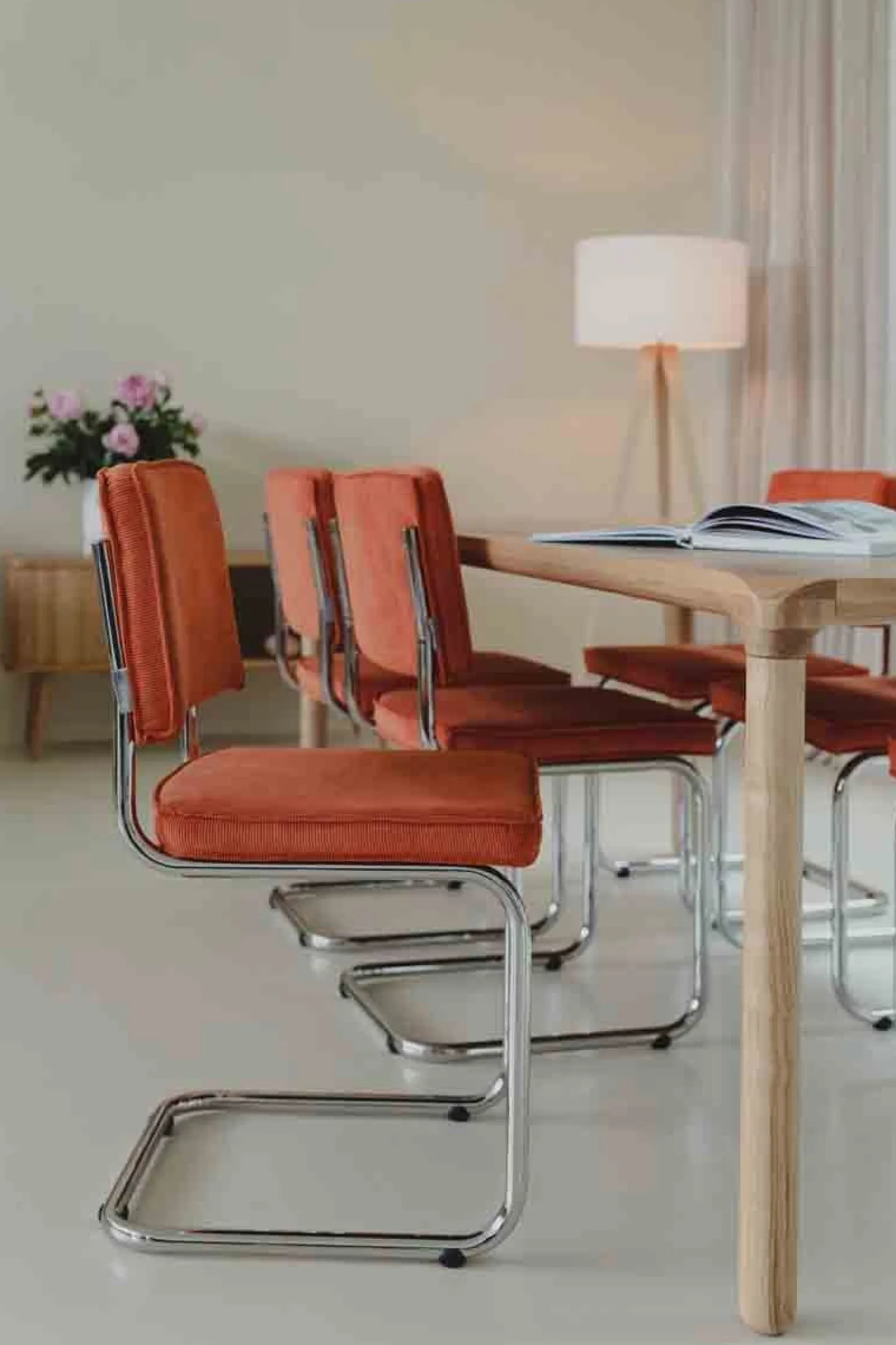 Clearance Zuiver Ridge Rib (set van 2) Eetkamerstoel Orange