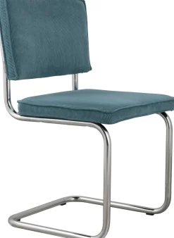 Discount Zuiver Ridge Rib (set van 2) Eetkamerstoel Blue