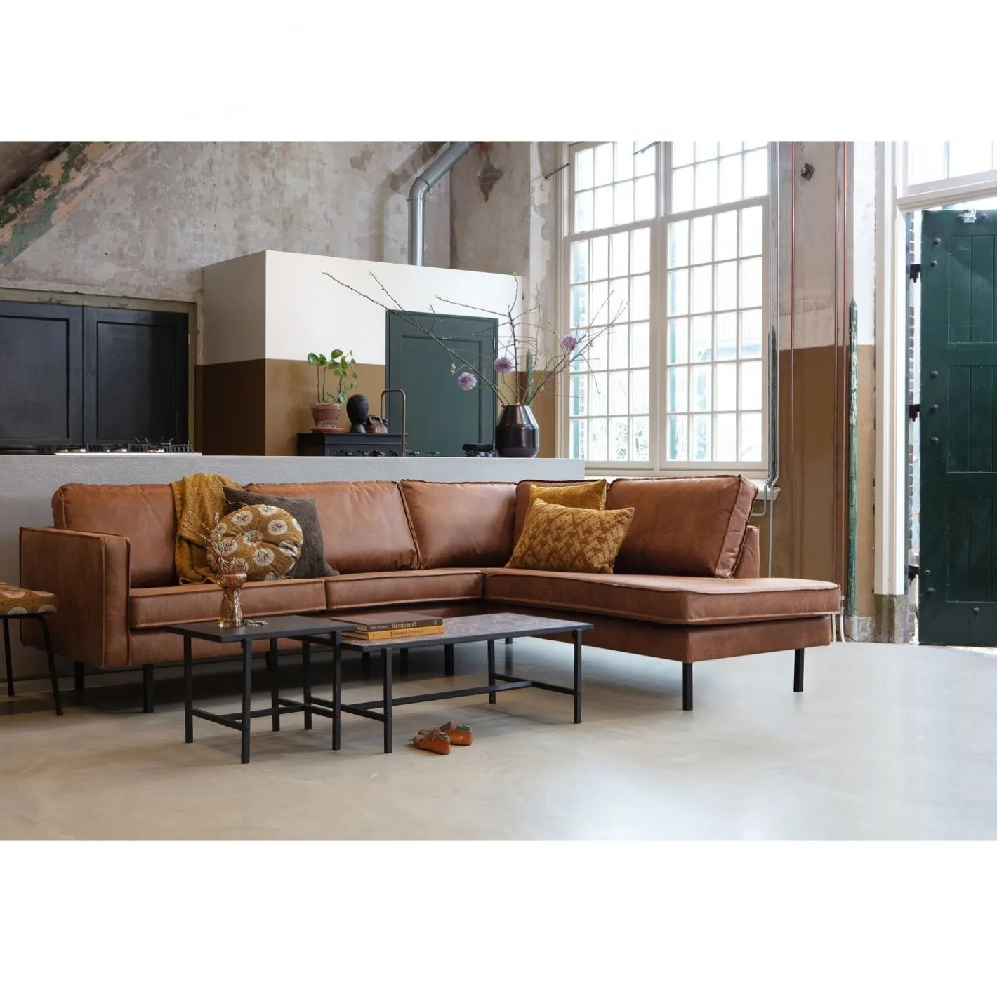 Online WOOOD Rodeo Rechts Hoekbank cognac
