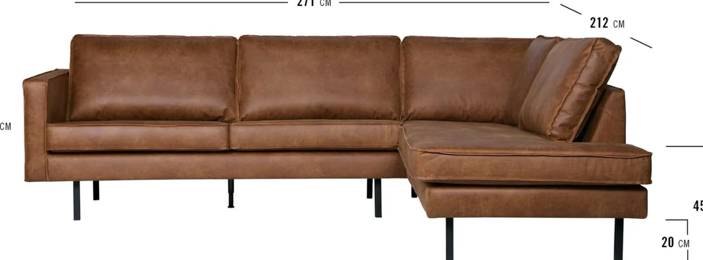 Online WOOOD Rodeo Rechts Hoekbank cognac