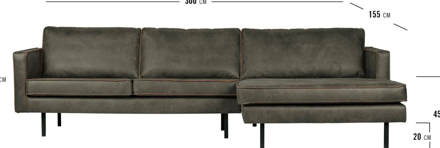 Best WOOOD Rodeo Rechts Loungebank Army