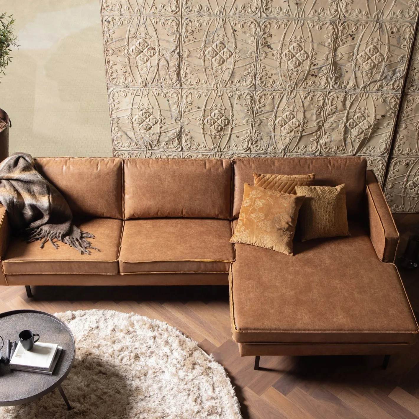 Sale WOOOD Rodeo Rechts Loungebank Cognac