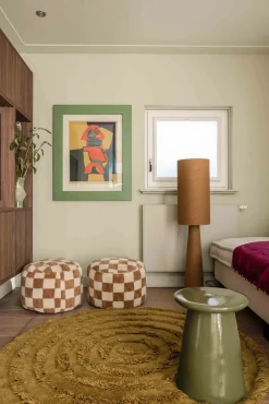 HKLIVING Round Woolen Rug Seaweed Vloerkleed Green