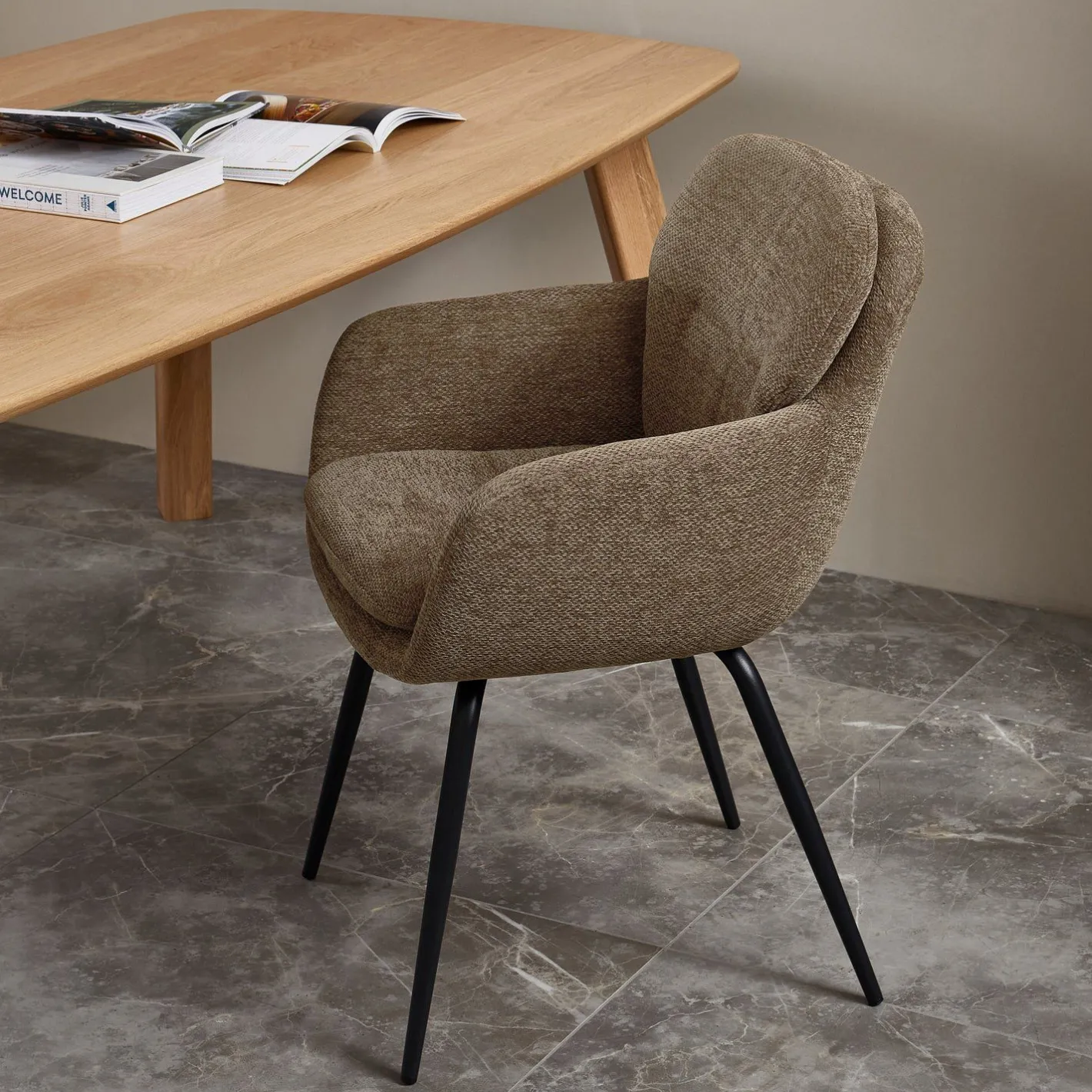 WOOOD Runa Eetkamerstoel Dark Sand