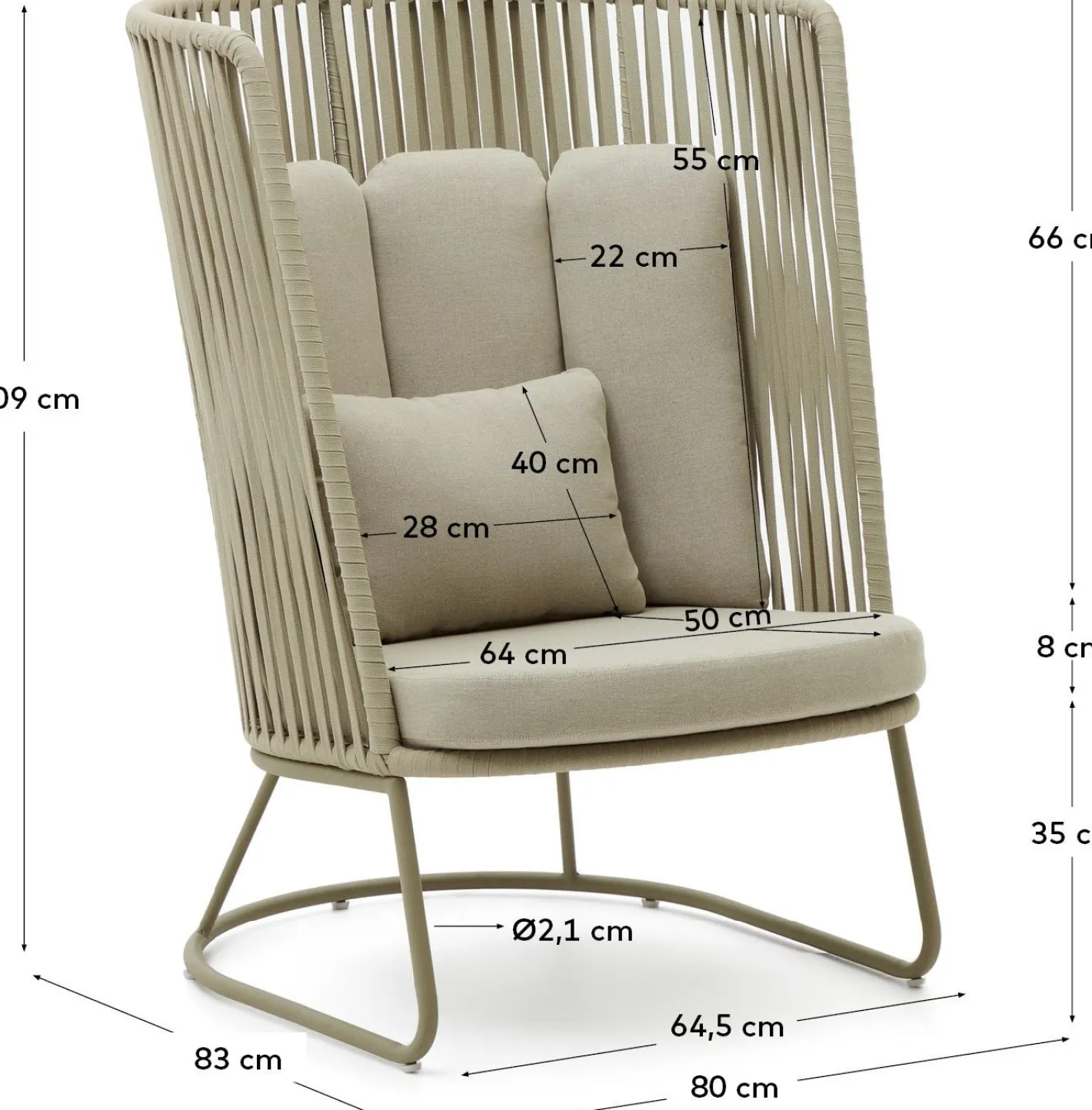Clearance Kave Home Saconca Hoge Outdoor Fauteuil Groen