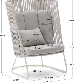 Discount Kave Home Saconca Hoge Outdoor Fauteuil Grijs