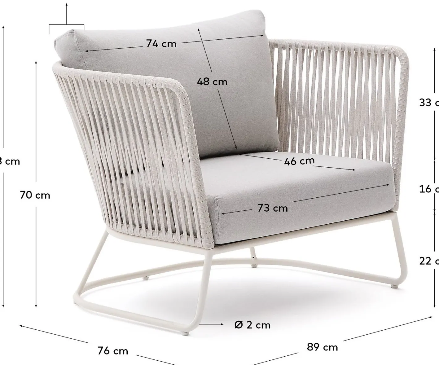 Online Kave Home Saconca Outdoor Fauteuil Grijs