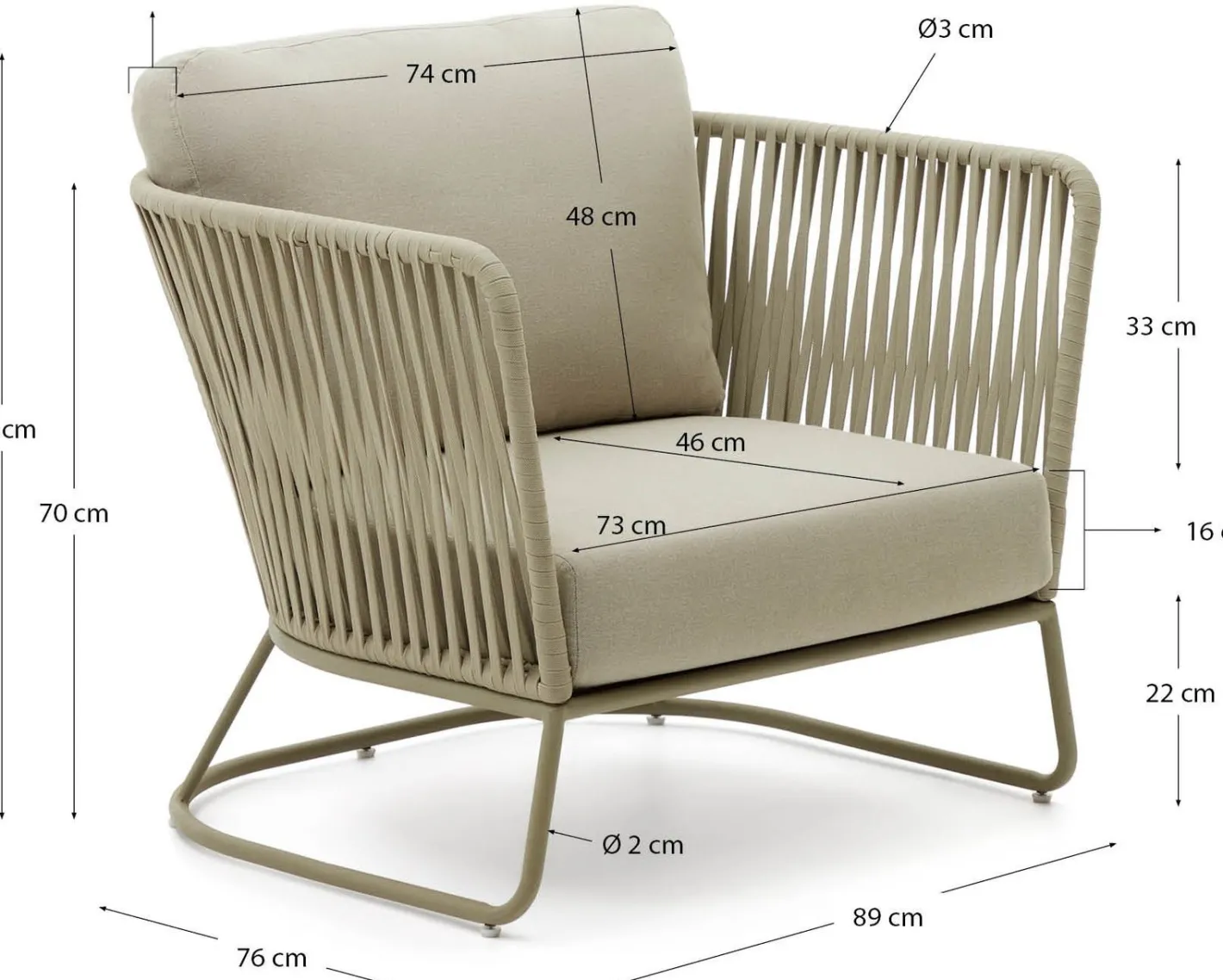 Online Kave Home Saconca Outdoor Fauteuil Groen