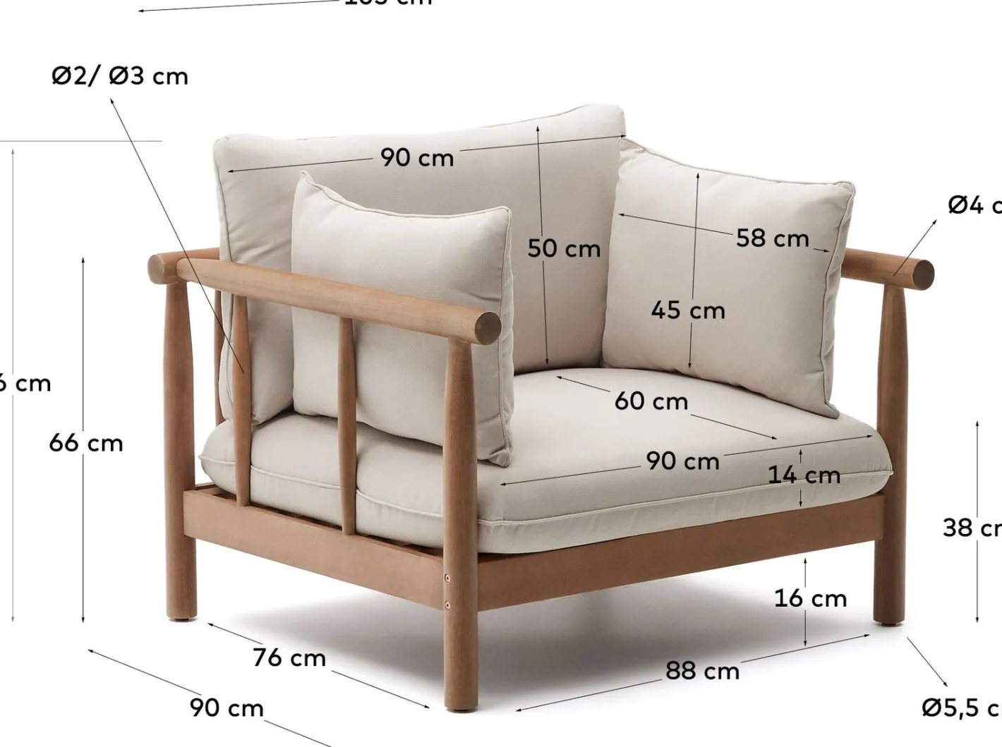 Discount Kave Home Sacova Outdoor Fauteuil Naturel, Beige