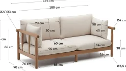 Best Kave Home Sacova Outdoor 2-Zitsbank Naturel, Beige