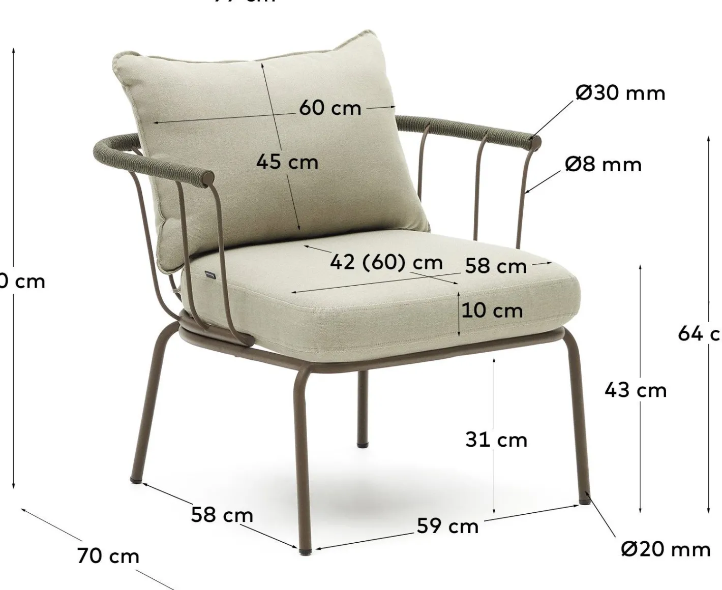 Sale Kave Home Salguer Outdoor Fauteuil Groen, Naturel