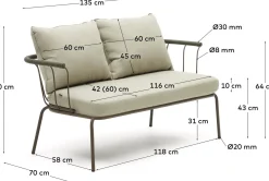 Outlet Kave Home Salguer Tuinbank Groen, Naturel