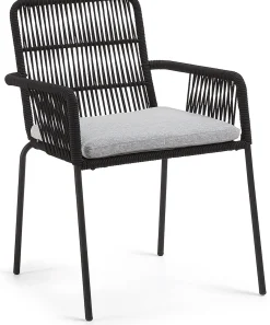 Outlet Kave Home Samt Tuinstoel Zwart