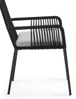 Outlet Kave Home Samt Tuinstoel Zwart