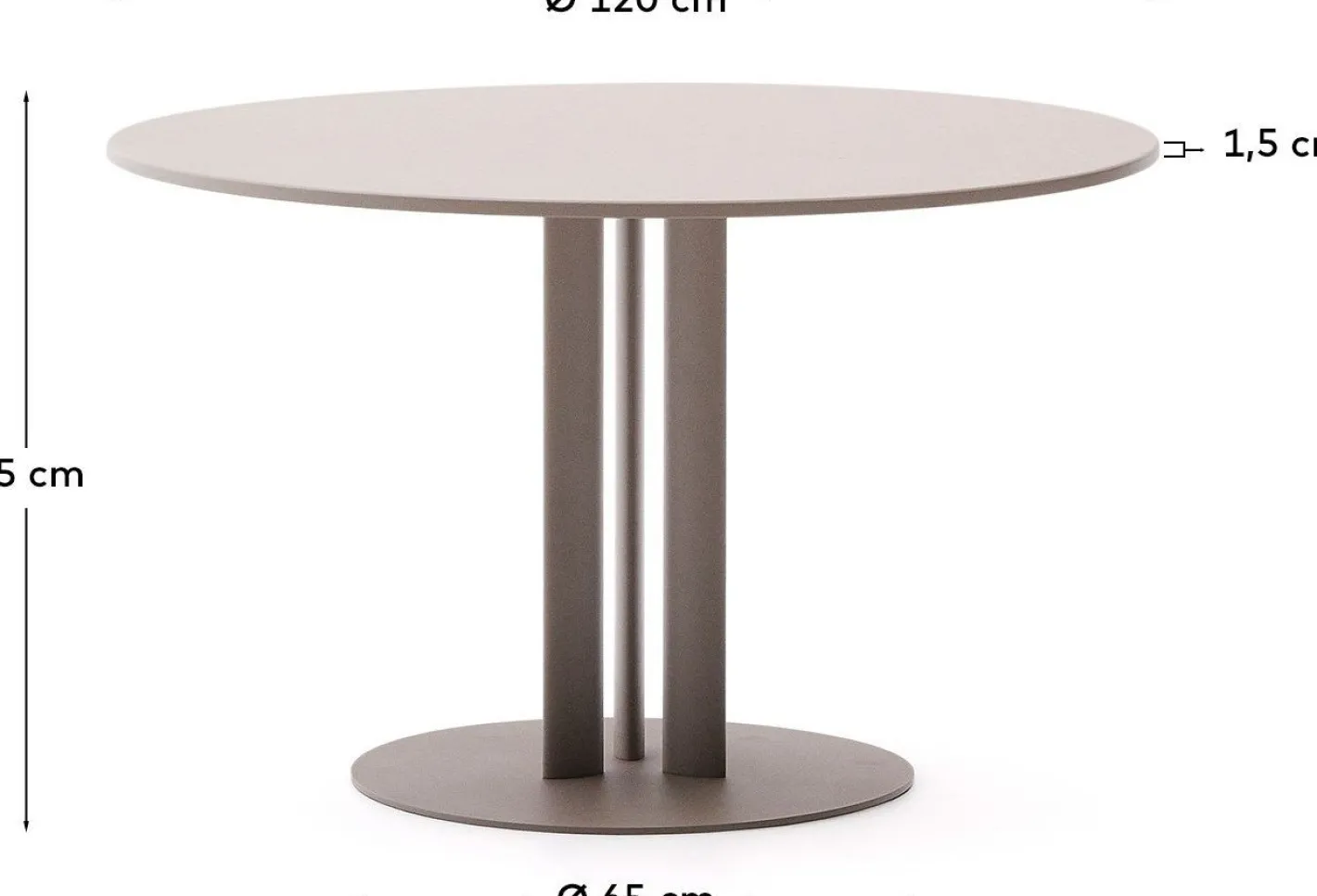 Outlet Kave Home Sedalis Ronde Tuintafel Taupe