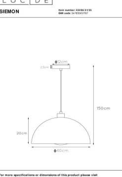 Clearance Lucide Siemon Hanglamp Blauw, Goud