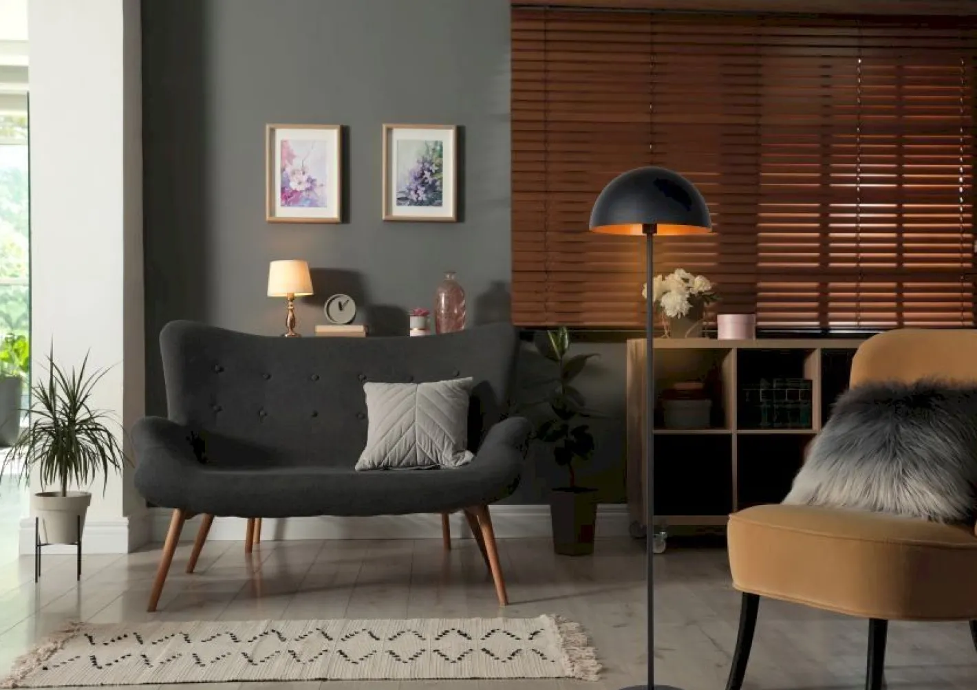 Discount Lucide Siemon Vloerlamp Zwart, Goud