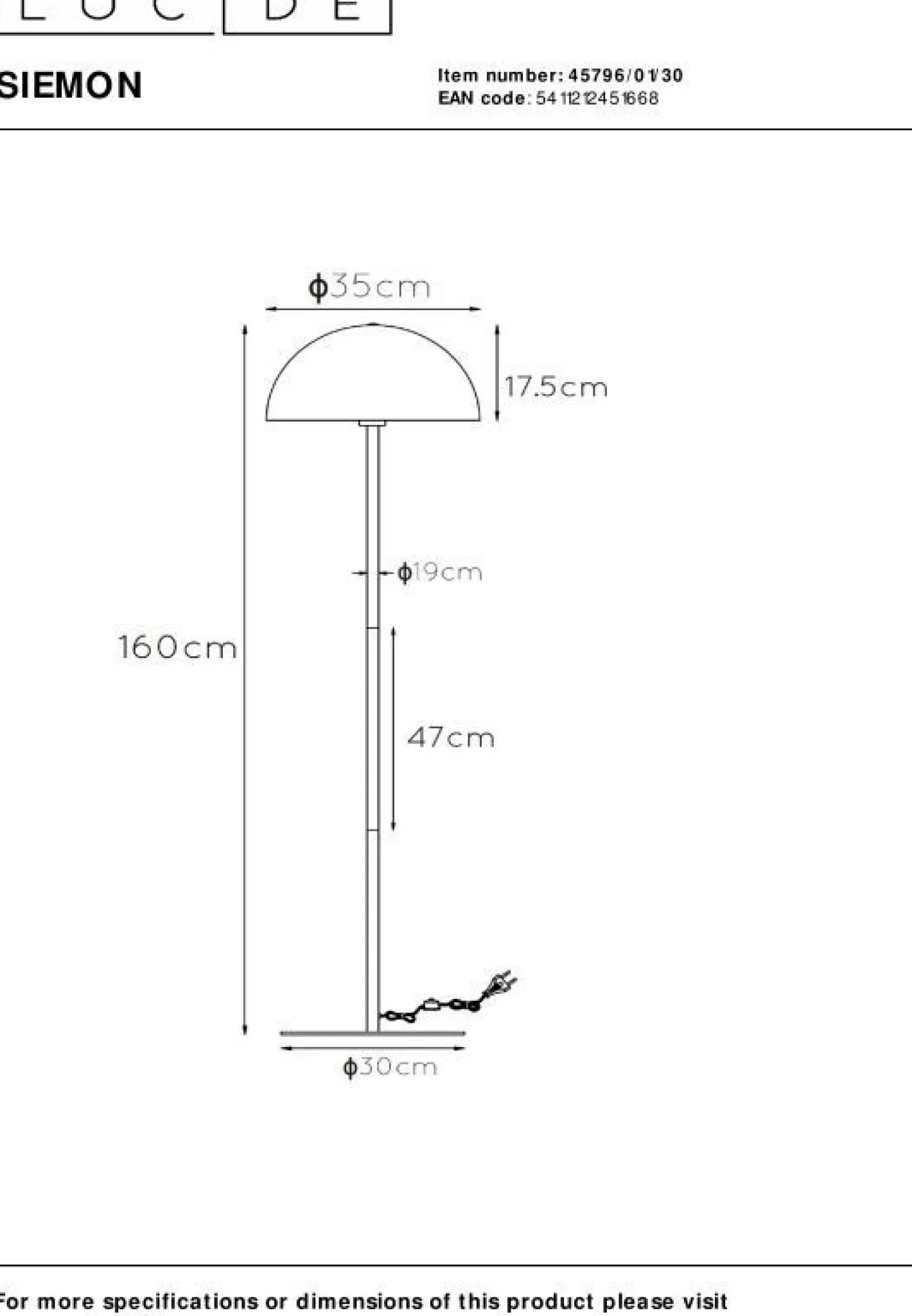 Discount Lucide Siemon Vloerlamp Zwart, Goud