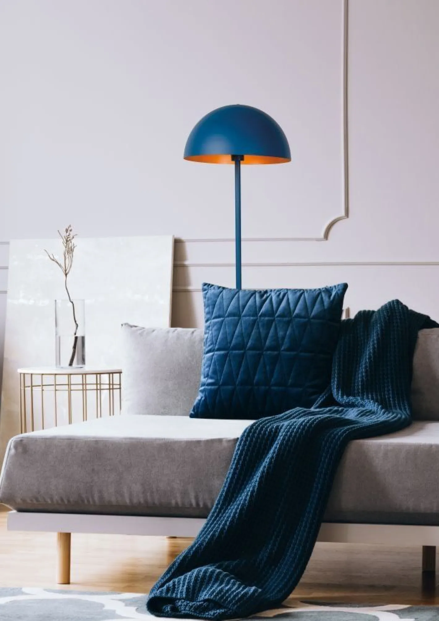 Outlet Lucide Siemon Vloerlamp Blauw, Goud