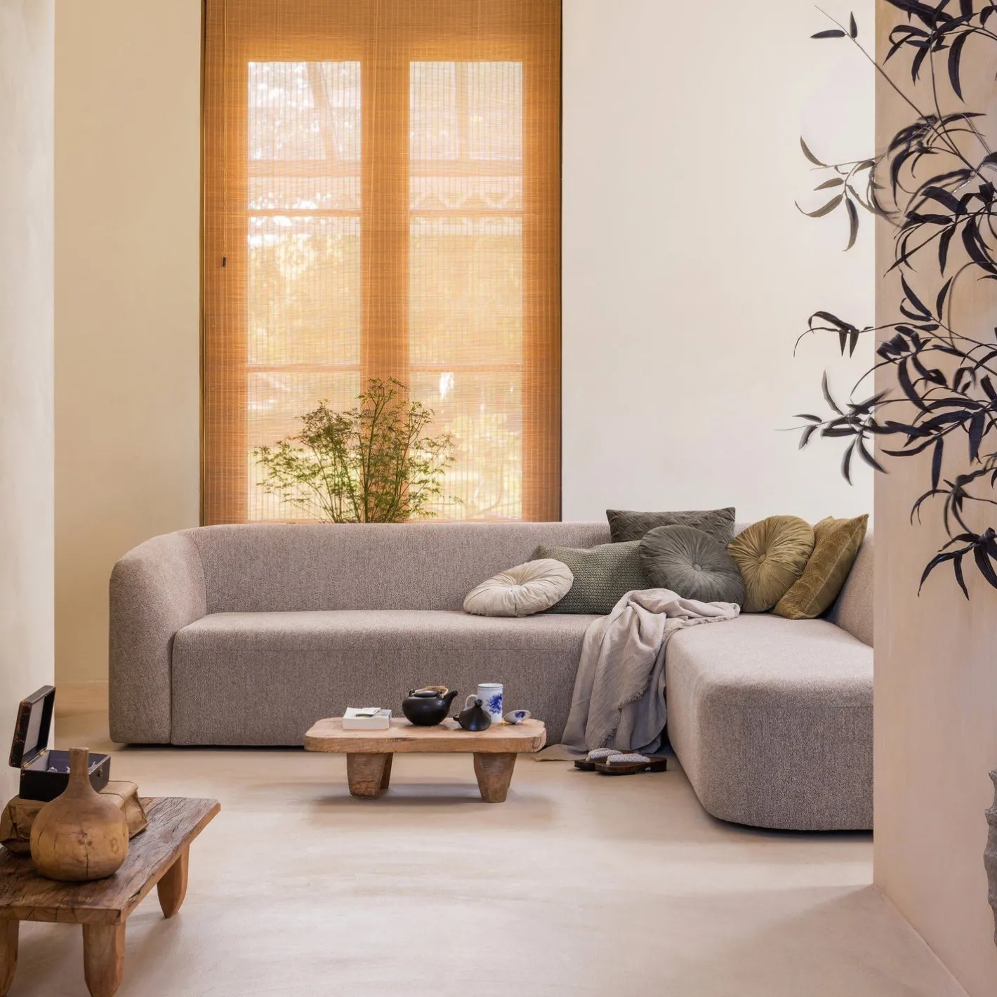 Online WOOOD Sloping Hoekbank Natural Melange